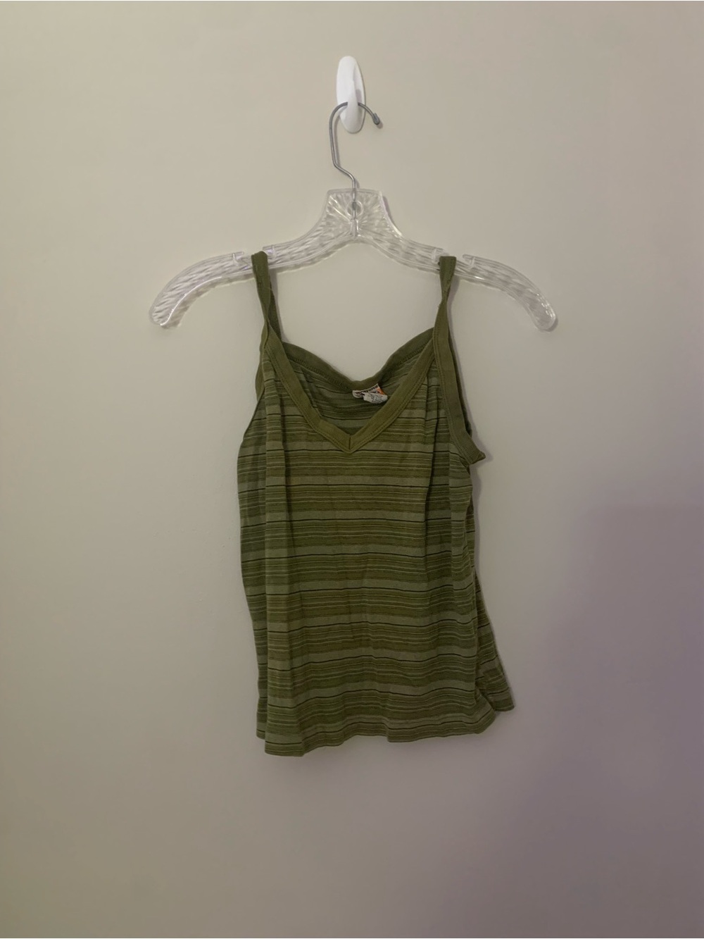 Weaver Girls Olive Striped V-Neck Spaghetti Strap Tank Top